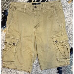 American Eagle Khaki Cargo Shorts Mens Size 34 Extreme Flex Longer Length Casual